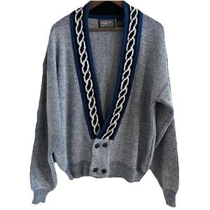 VTG ANCHOR BLUE Heritage Prep Cardigan Sweater M Preppy Academia Ivy League